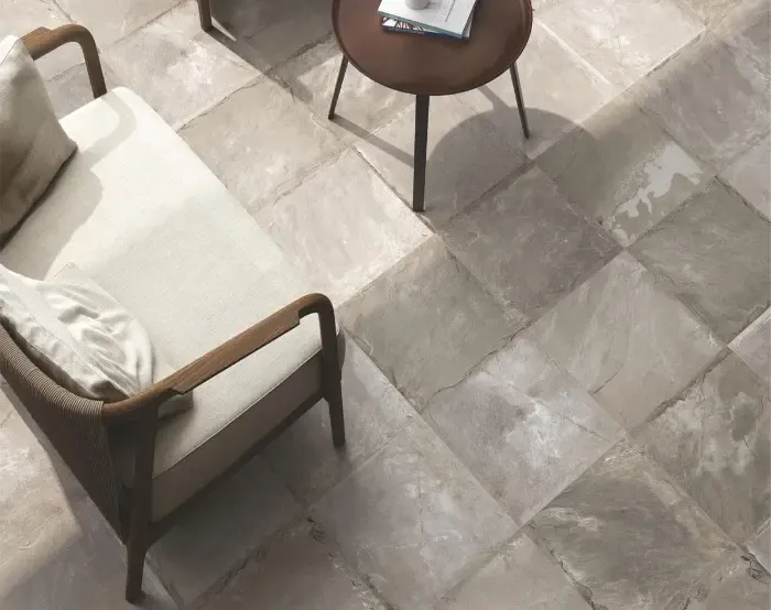 Stone-look floor tiles