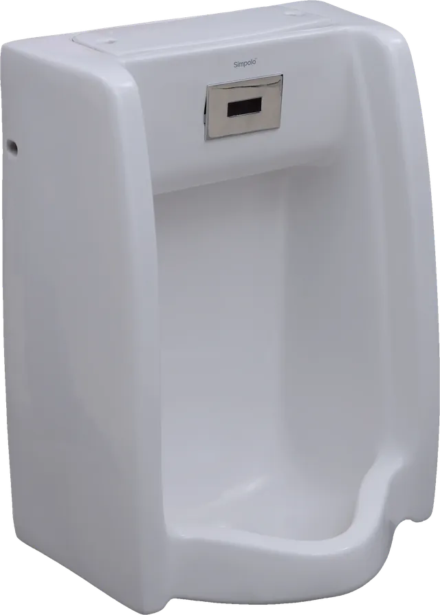 White urinal with a sensor flush panel